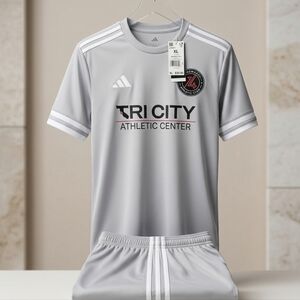 ​Adidas Newark Fc Center Soccer Jersey & Shorts Set Youth XL Gray NWT